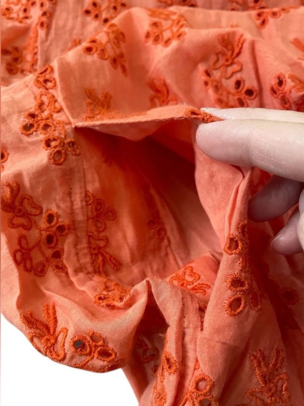 The GREAT. Camelia Dress orange/red Size 3/Large Eyelet 100% Cotton - Picture 9 of 13